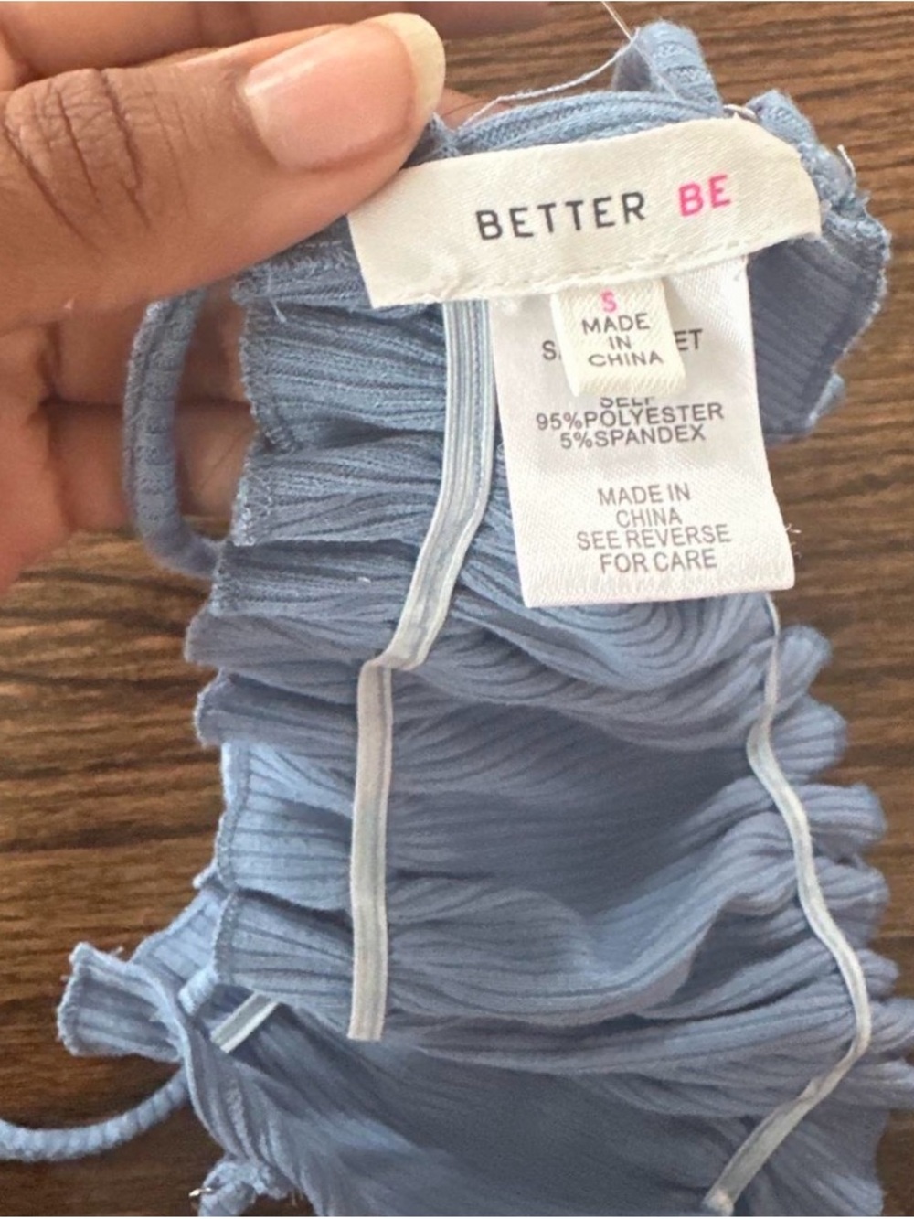 Better Be Light Blue Ribbed Ruffle Tank Top for Kids - Picture 3 of 3